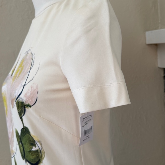 NEW OSCAR DE LA RENTA Sz 2 women's floral jersey maxi dress cream painted roses - Picture 6 of 16